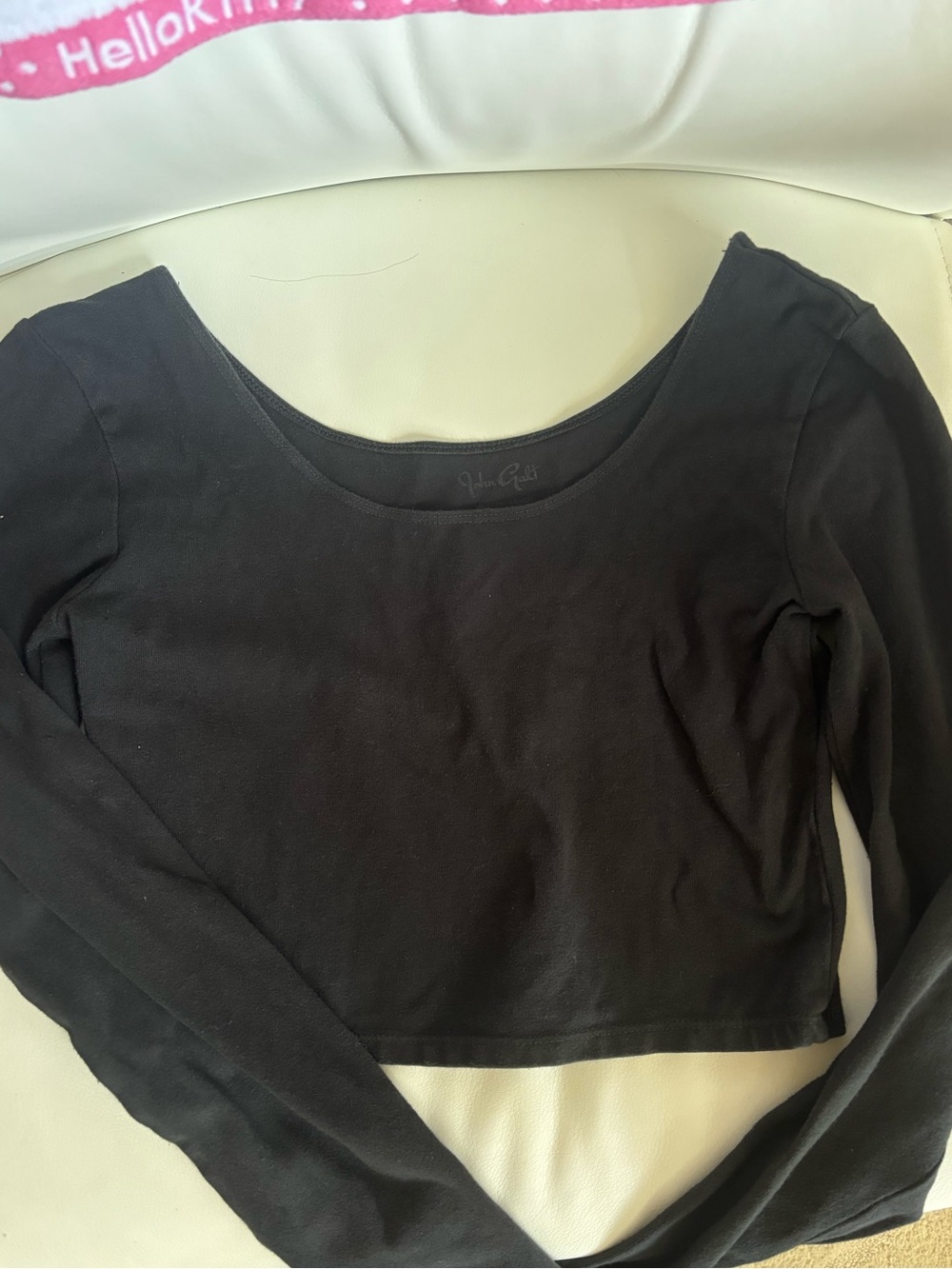 brandy melville Black Long-Sleeve Scoop Crop Top